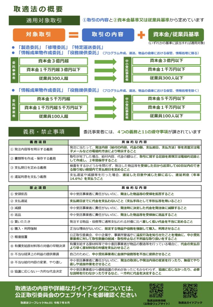 改正下請法に関する説明会の開催について